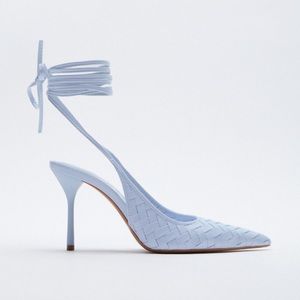 Zara Woven Blue Heels with Ankle Strap